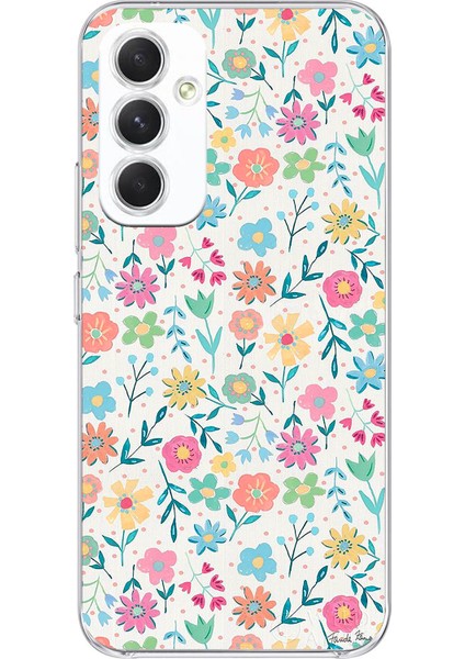 Samsung Galaxy A54 Uyumlu Dekoratif Çiçekler Baskılı Silikon Kılıf