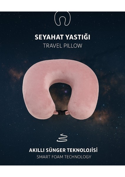 Visco, Seyahat, Boyun, Yastığı, Rahat, Uyku,Pembe. Kadifemsi Yastık