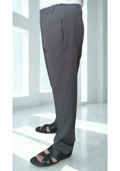 Online Hacı ve Umre Için Günlükte Şık Kesim Rahat Kalıp Erkek Şalvar Pantolon Füme - S fırsatları