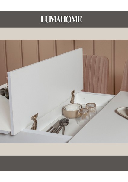 Gordes Extra Beyaz-Taş Yemek Masası Takımı fırsatları