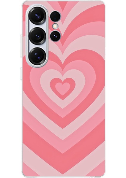 Samsung Galaxy S25 Ultra Uyumlu Pembe Kalpler Baskılı Silikon Kılıf