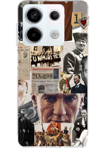 Redmi Note 13 Pro 5g Uyumlu Atatürk Cumhuriyet Kolaj Baskılı Silikon Kılıf