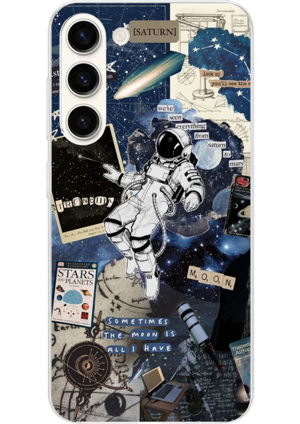 Samsung Galaxy S24 Plus Uyumlu Retro Astronot Tasarımlı Baskılı Silikon Kılıf