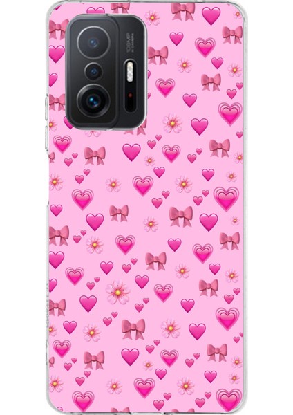 Xiaomi Mi 11T - 11T Pro Uyumlu Pembe Minik Kalpler Baskılı Silikon Kılıf
