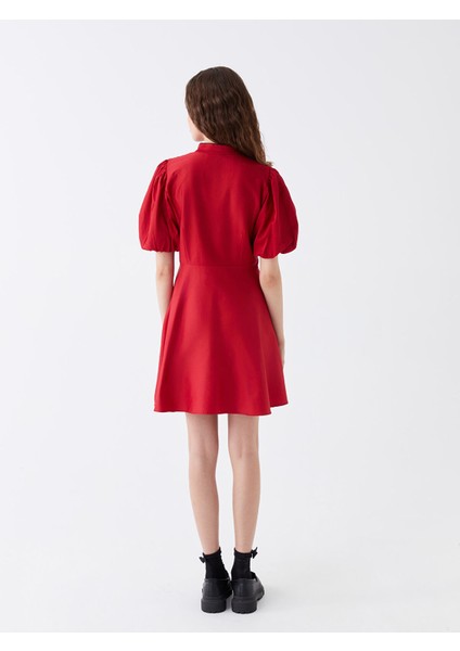 Yeni Sezon Hakim Yaka Düz Kısa Kollu Saten Elbise indirimleri