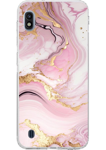 Samsung Galaxy J8 - A6 Plus Uyumlu Pembe Mermer Baskılı Silikon Kılıf