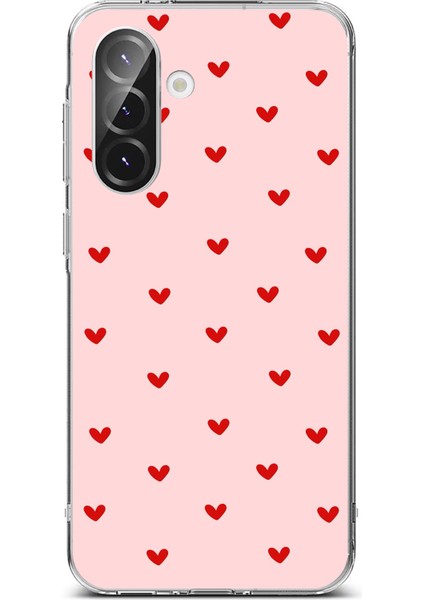 Samsung Galaxy A36 Uyumlu Kırmızı Minik Kalpler Baskılı Silikon Kılıf