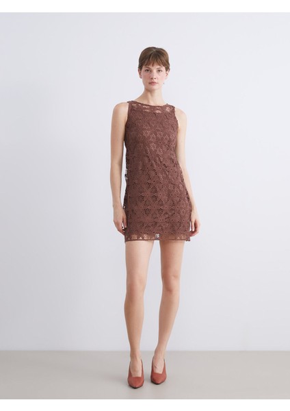 Yeni Sezon Bisiklet Yaka Dantelli Mini Elbise fiyatları