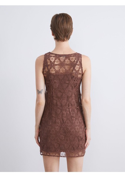 Yeni Sezon Bisiklet Yaka Dantelli Mini Elbise fırsatları