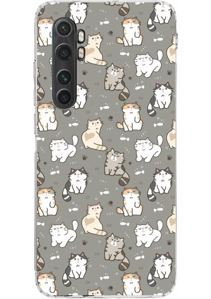 Mi Note 10 Lite Uyumlu Minik Sevimli Kediler Baskılı Silikon Kılıf