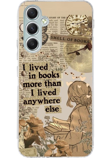 Samsung Galaxy A34 Uyumlu Kitap Okuyan Kadın Retro Baskılı Silikon Kılıf