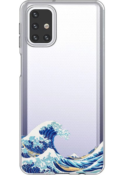 Samsung Galaxy M31S Uyumlu Kanagawa Oki Nami Ura Dalgası Tasarımlı Baskılı Silikon Kılıf