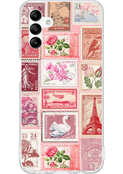 Samsung Galaxy A04S Uyumlu Pembe Posta Pulları Baskılı Silikon Kılıf