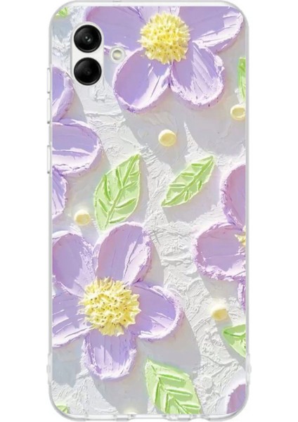 Samsung Galaxy A06 Uyumlu Mor Papatyalar Sulu Boya Baskılı Silikon Kılıf