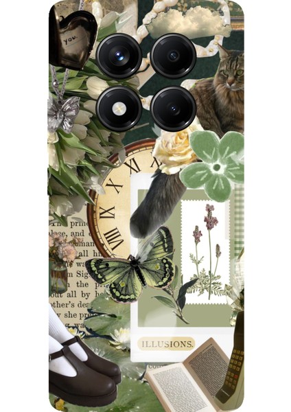 Redmi Note 14 Pro 5g Uyumlu Yeşil Estetik Pano Kolaj Baskılı Silikon Kılıf