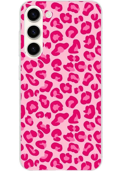 Samsung Galaxy S24 Plus Uyumlu Pembe Leopar Tasarımlı Baskılı Silikon Kılıf