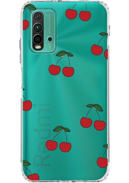 Redmi 9t - Poco M3 Uyumlu Kirazlar Tasarımlı Baskılı Silikon Kılıf