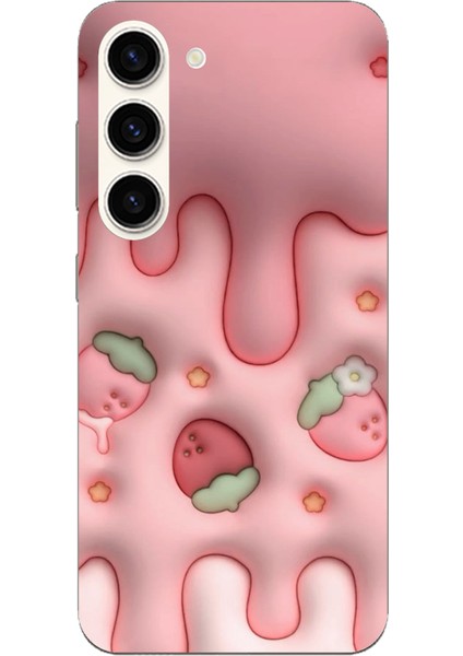Samsung Galaxy S23 Uyumlu Çilekli Pasta Baskılı Silikon Kılıf