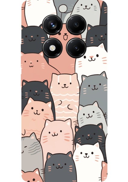 Redmi Note 14 Pro 5g Uyumlu Pufi Kedicikler Tasarımlı Baskılı Silikon Kılıf