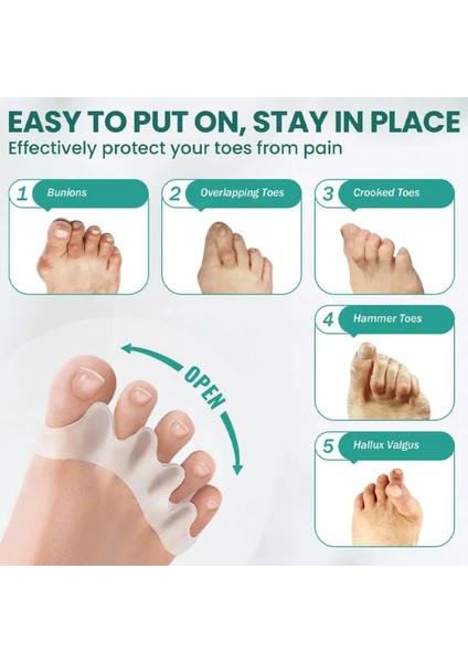 Yumuşak Beyaz Silikonlu, Ayak 5 Parmak Duruş Düzeltici,parmak Ayırıcı, Rahatlatıcı,makaralı Bunyon fiyatları