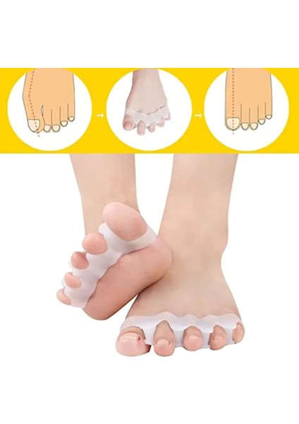 Yumuşak Beyaz Silikonlu, Ayak 5 Parmak Duruş Düzeltici,parmak Ayırıcı, Rahatlatıcı,makaralı Bunyon indirimleri