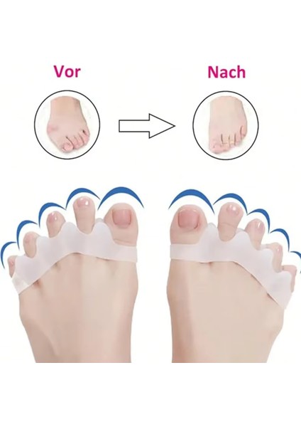 Yumuşak Beyaz Silikonlu, Ayak 5 Parmak Duruş Düzeltici,parmak Ayırıcı, Rahatlatıcı,makaralı Bunyon