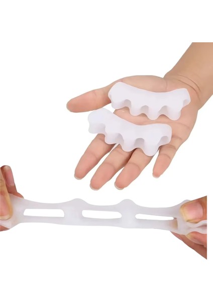Yumuşak Beyaz Silikonlu, Ayak 5 Parmak Duruş Düzeltici,parmak Ayırıcı, Rahatlatıcı,makaralı Bunyon