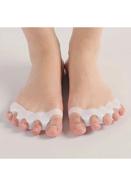 Yumuşak Beyaz Silikonlu, Ayak 5 Parmak Duruş Düzeltici,parmak Ayırıcı, Rahatlatıcı,makaralı Bunyon