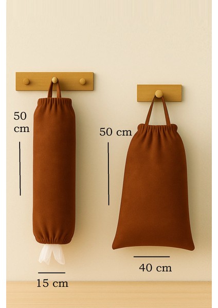 2’li Set Ekmek Torbası ve Poşetlik – Mutfak Düzenleyici Asılabilir Kahverengi Organizer fiyatları