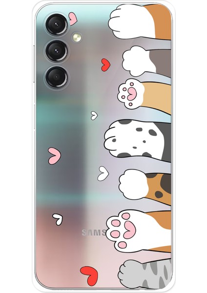 Samsung Galaxy A24 Uyumlu Sevimli Kedi Patiler Tasarımlı Baskılı Silikon Kılıf