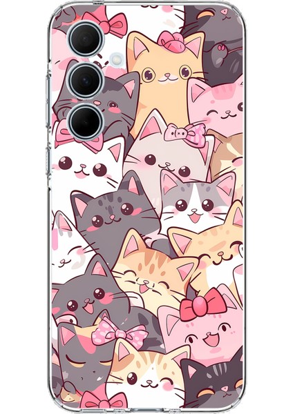 Samsung Galaxy A35 Uyumlu Sevimli Kediler Baskılı Silikon Kılıf
