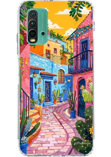 Redmi 9t - Poco M3 Uyumlu Renkli Sanat Sokak Silikon Kılıf