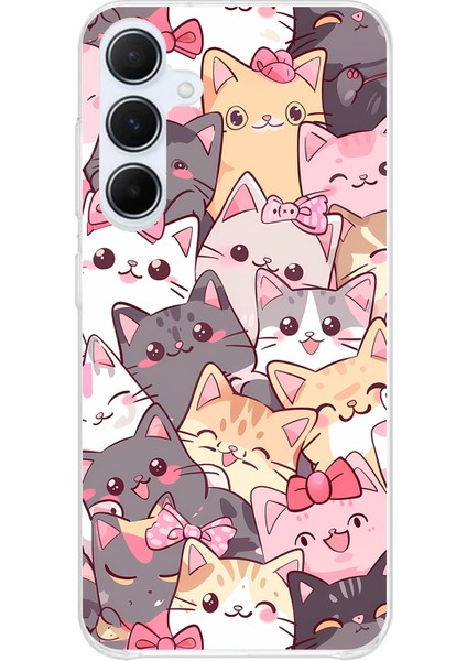 Samsung Galaxy A35 Uyumlu Sevimli Kediler Baskılı Silikon Kılıf