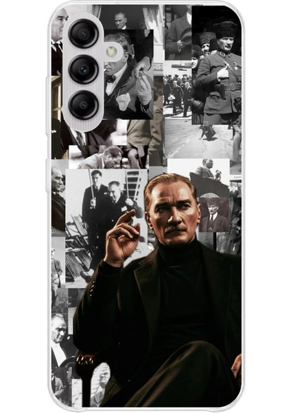 Samsung Galaxy A14 Uyumlu Mustafa Kemal Atatürk Kolaj Baskılı Silikon Kılıf
