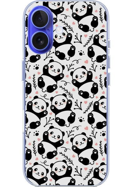 iPhone 16 Uyumlu Minik Pandalar Baskılı Silikon Kılıf