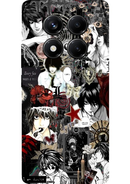 Redmi Note 14 Pro 5g Uyumlu Death Note Kolaj Tasarımlı Baskılı Silikon Kılıf
