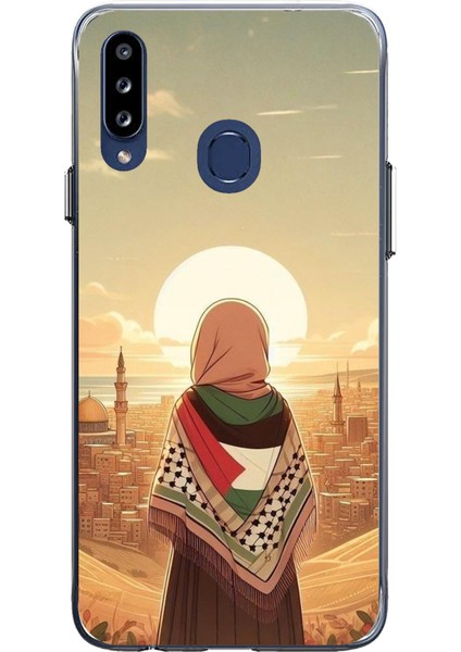 Samsung Galaxy A20S Uyumlu Filistine Özgürlük Kız Baskılı Silikon Kılıf
