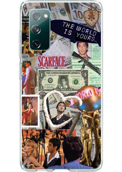 Samsung Galaxy S20 Fe Uyumlu Scarface Kolaj Tasarımlı Baskılı Silikon Kılıf
