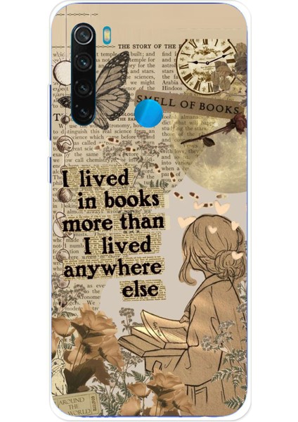 Redmi Note 8 Uyumlu Kitap Okuyan Kadın Retro Baskılı Silikon Kılıf