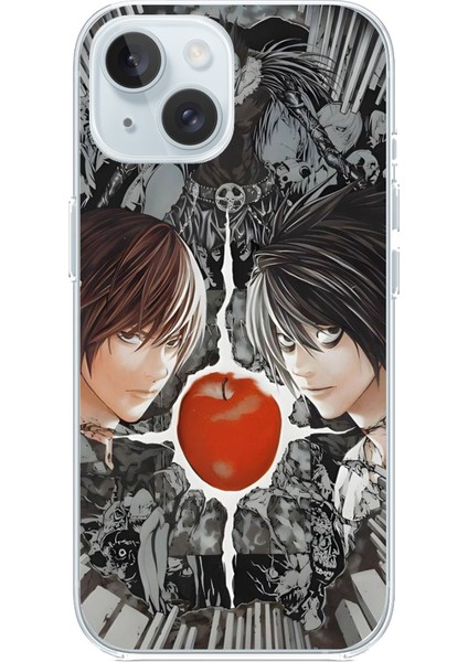 iPhone 15 Uyumlu Death Note Kapak Tasarımlı Baskılı Silikon Kılıf