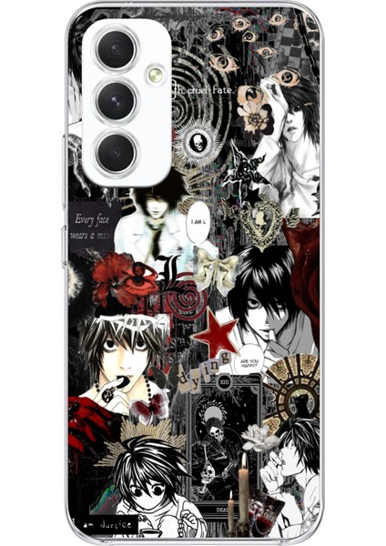 Samsung Galaxy A54 Uyumlu Death Note Kolaj Tasarımlı Baskılı Silikon Kılıf