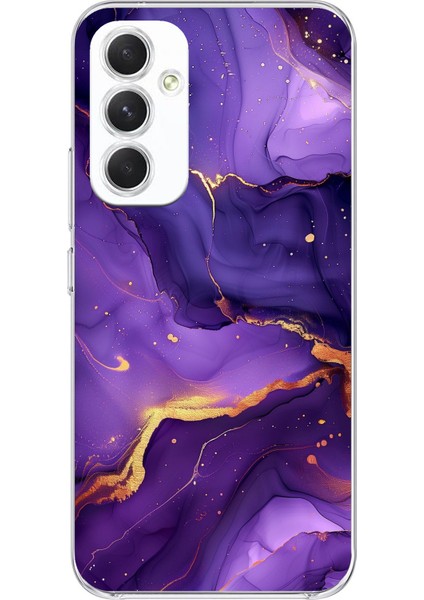 Samsung Galaxy A54 Uyumlu Ametist Taşı Mor Mermer Baskılı Silikon Kılıf