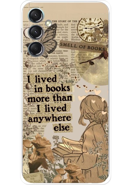 Samsung Galaxy A24 Uyumlu Kitap Okuyan Kadın Retro Baskılı Silikon Kılıf