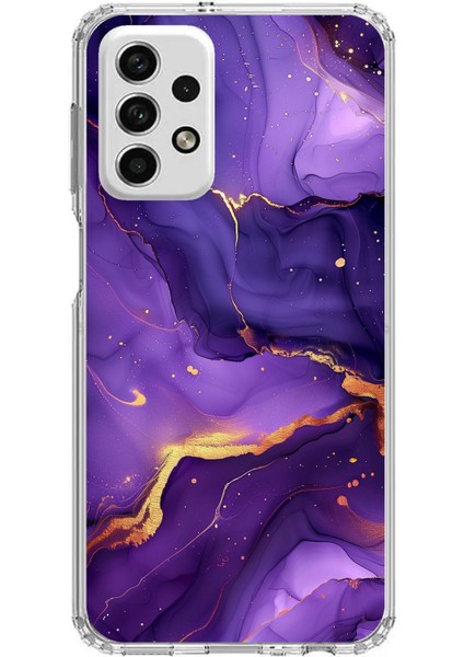 Samsung Galaxy A73 Uyumlu Ametist Taşı Mor Mermer Baskılı Silikon Kılıf
