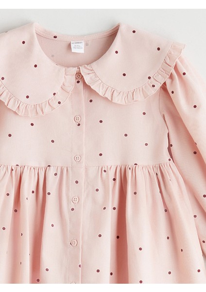 Yeni Sezon Bebe Yaka Puantiyeli Kız Çocuk Elbise modelleri