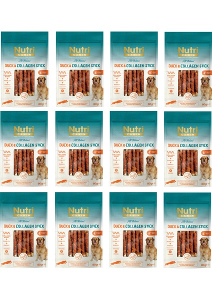 Ördek Eti Sargılı Kolajen Çubuk Tahılsız Köpek Et Ödülü 80 Gr. x 12 Adet