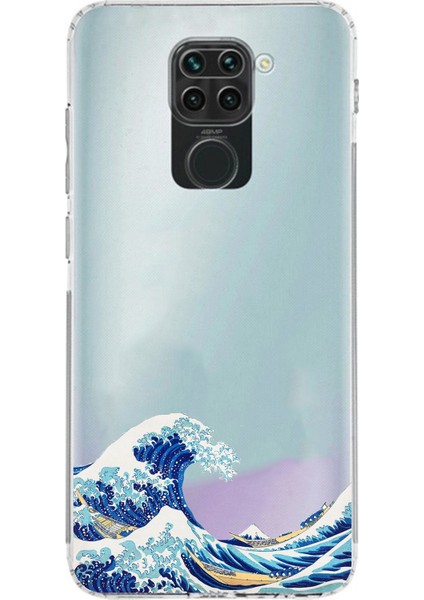 Redmi Note 9 Uyumlu Kanagawa Oki Nami Ura Dalgası Tasarımlı Baskılı Silikon Kılıf