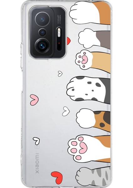 Xiaomi Mi 11T - 11T Pro Uyumlu Sevimli Kedi Patiler Tasarımlı Baskılı Silikon Kılıf