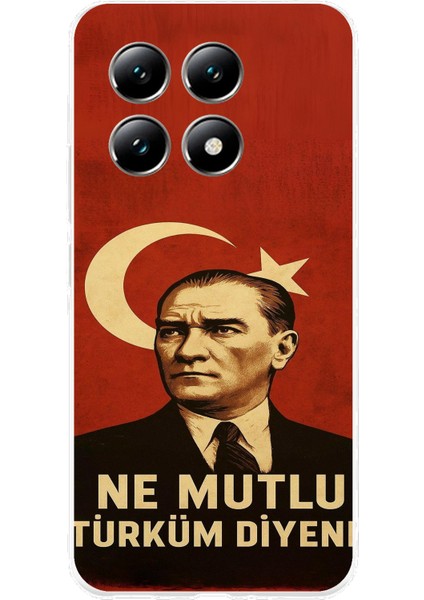 Xiaomi Mi 14T Uyumlu Ne Mutlu Türkiye Bayrak Atatürk Baskılı Silikon Kılıf