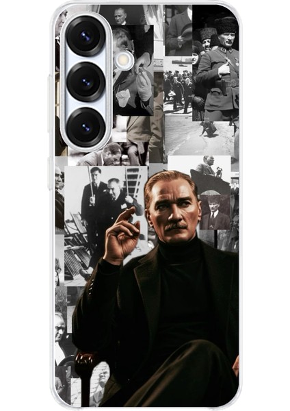 Samsung Galaxy S25 Uyumlu Mustafa Kemal Atatürk Kolaj Baskılı Silikon Kılıf